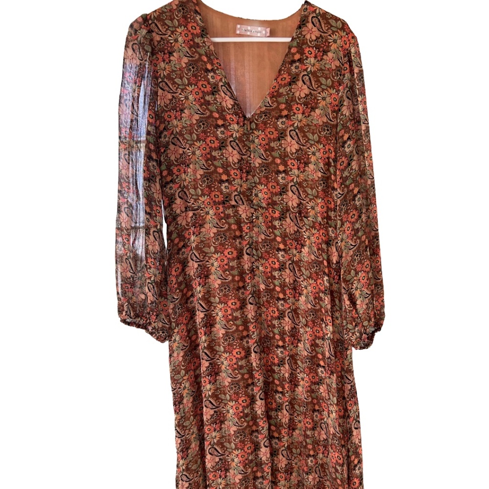 Floral Paisley Print Semi Sheer Dress Size Large